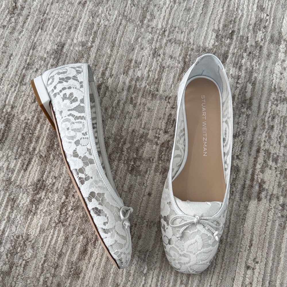 Stuart Weitzman Ivory Lace Loafers